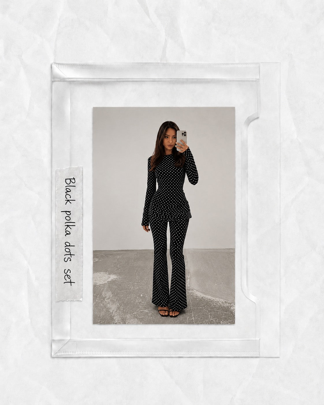 Black polka dots set