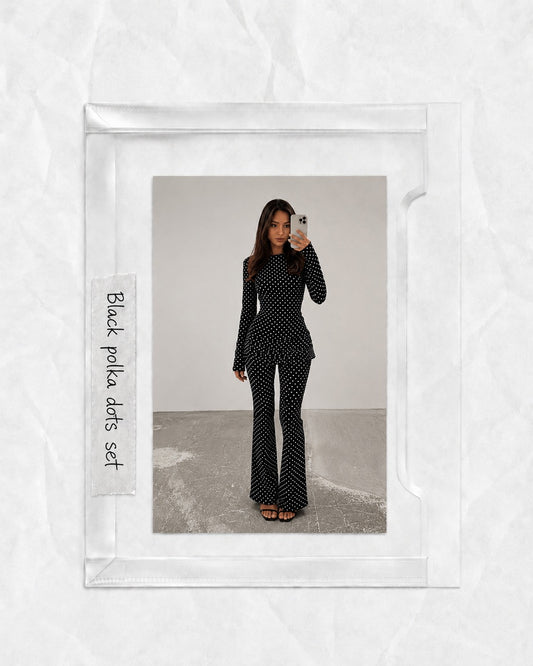 Black polka dots set