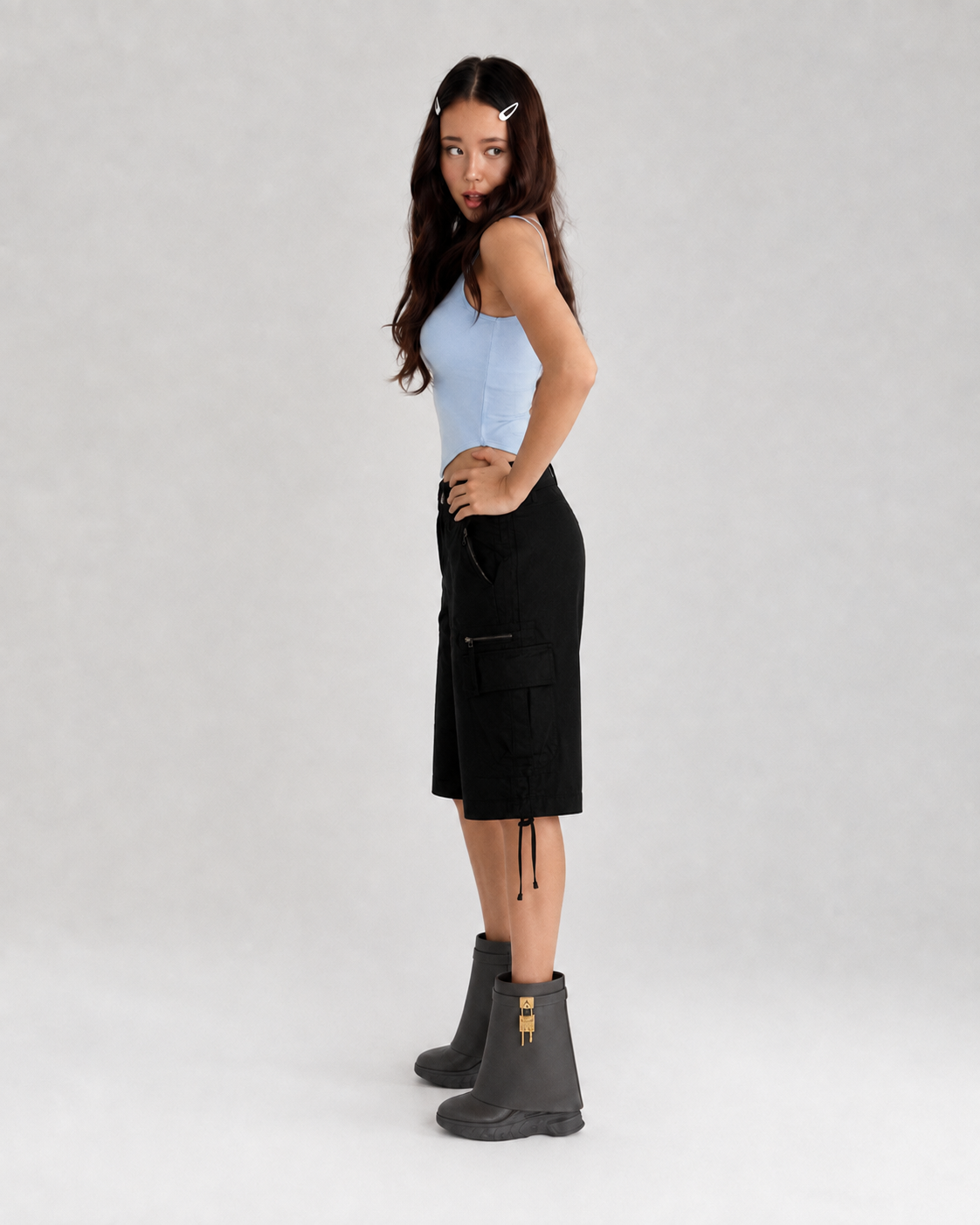 Black cargo shorts