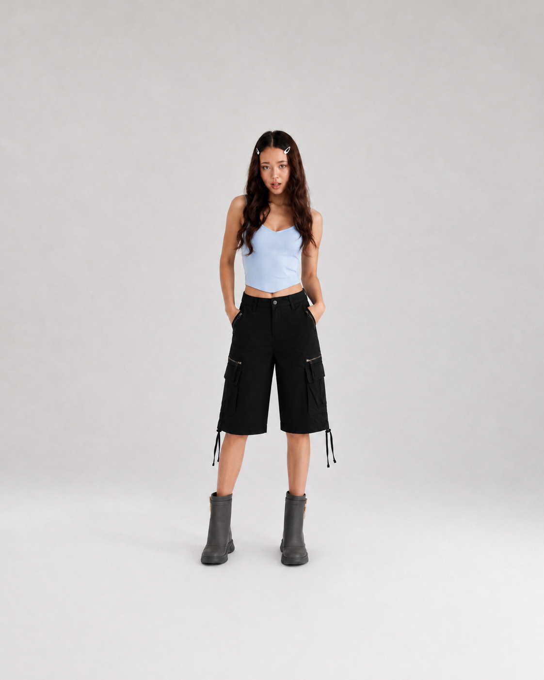 Black cargo shorts
